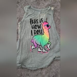 Gray Kids Shirt with Colorful Llama Design